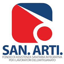 Un logo rosso bianco e blu per san arti