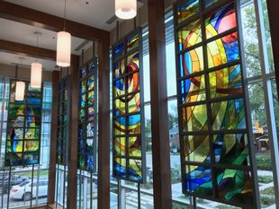 Photo of our stained glass windows.