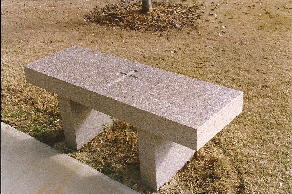 Holy Cross Engraved on a Bench — Columbus, GA — Columbus Monument Company