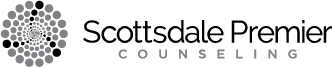 Logo for Scottsdale Premier Counseling, featuring a circular dot design and text.