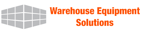 A logo for warehouse equipment solutions with a cube in the middle