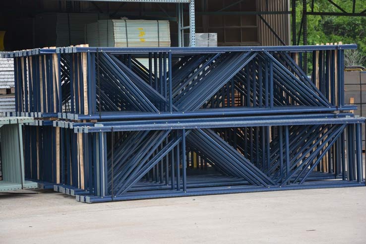 Pallet Rack Frames Supplies — Stack of Pallet Rack Upright Frames in Grand Prairie, TX