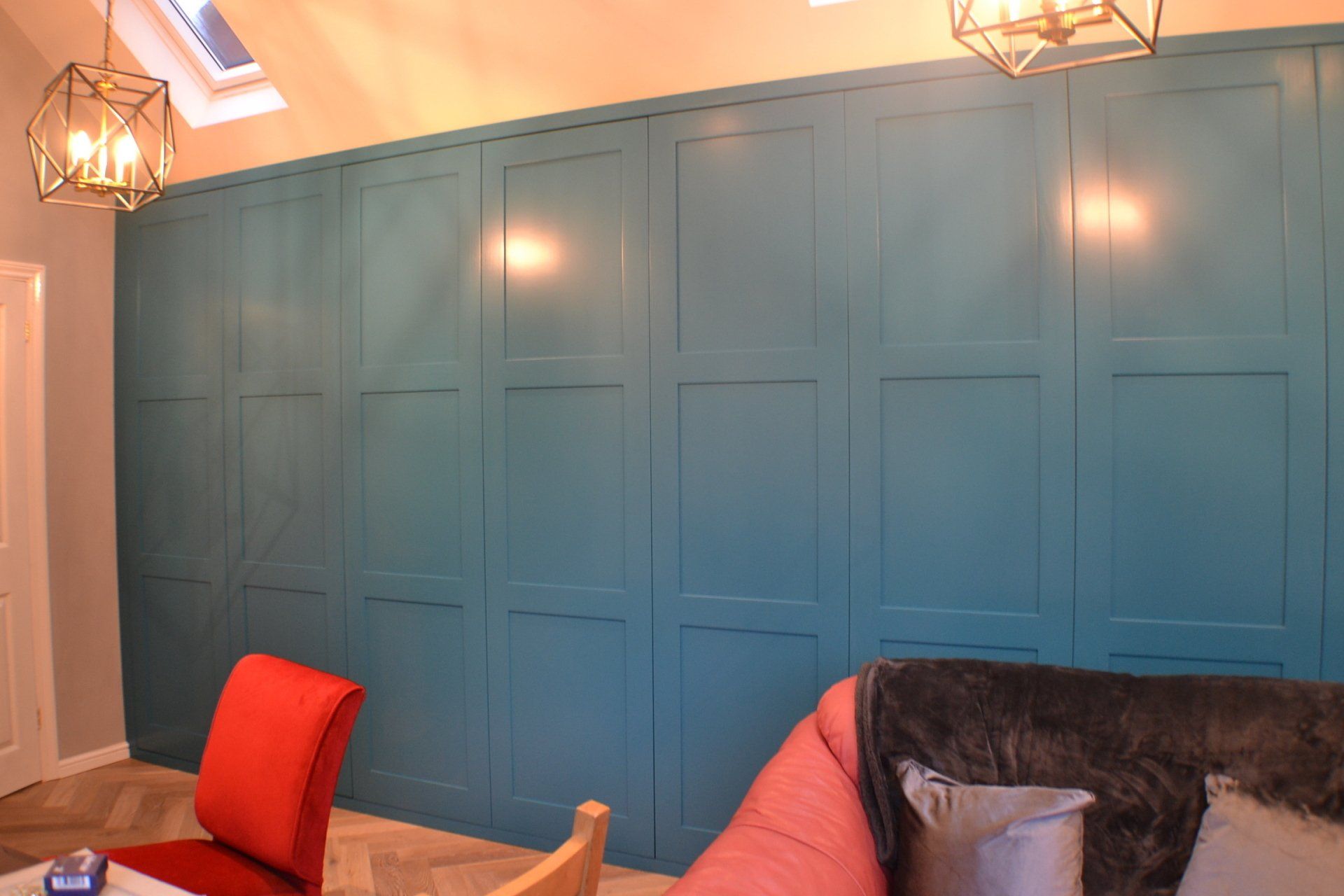 Fitted timber wardrobe
Blue wardrobe
3 paneled wardrobe
shaker style