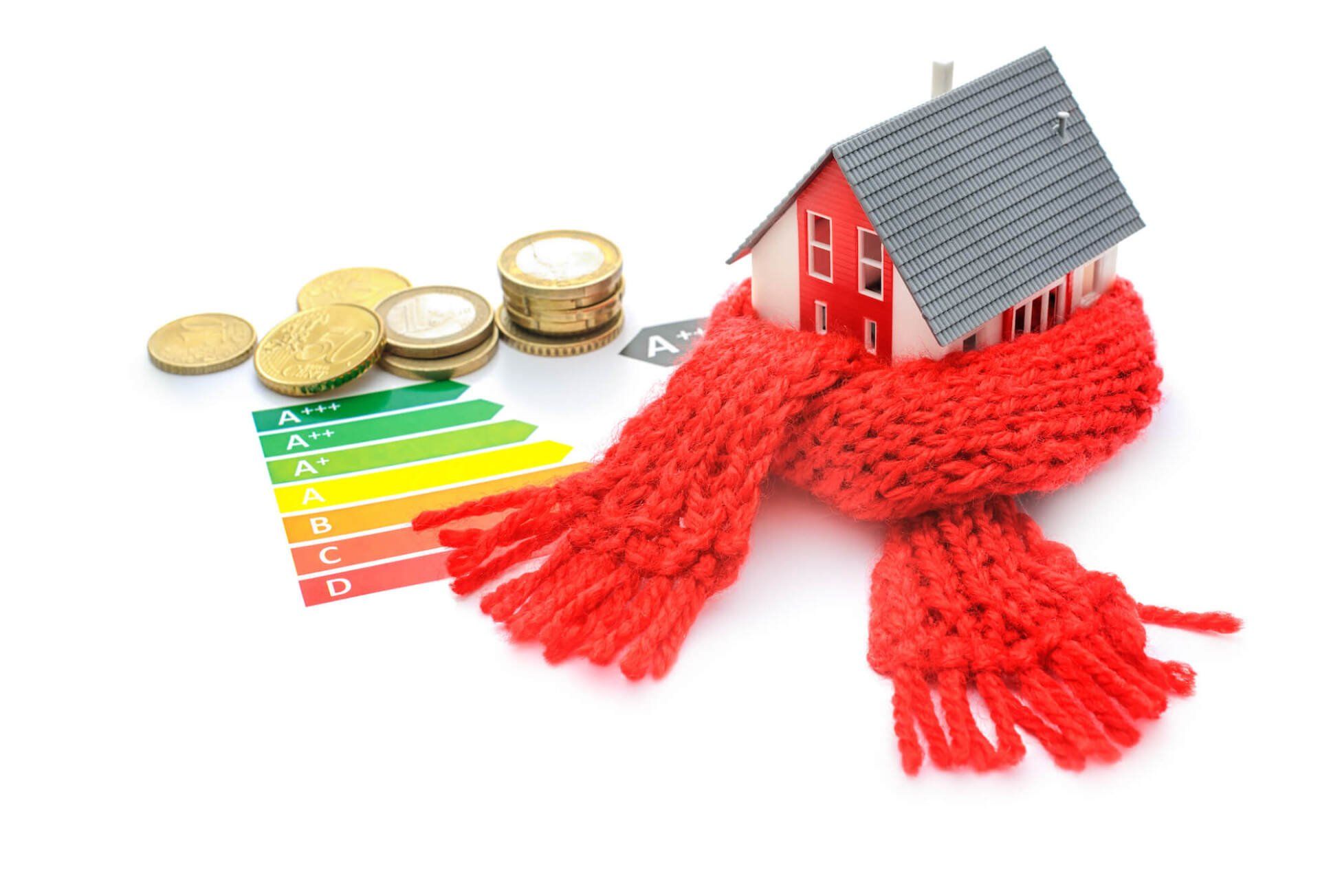 small insulated model house with currency