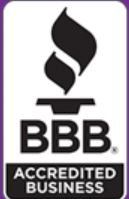 BBB Accredited Business logo: black flame-like shape above 