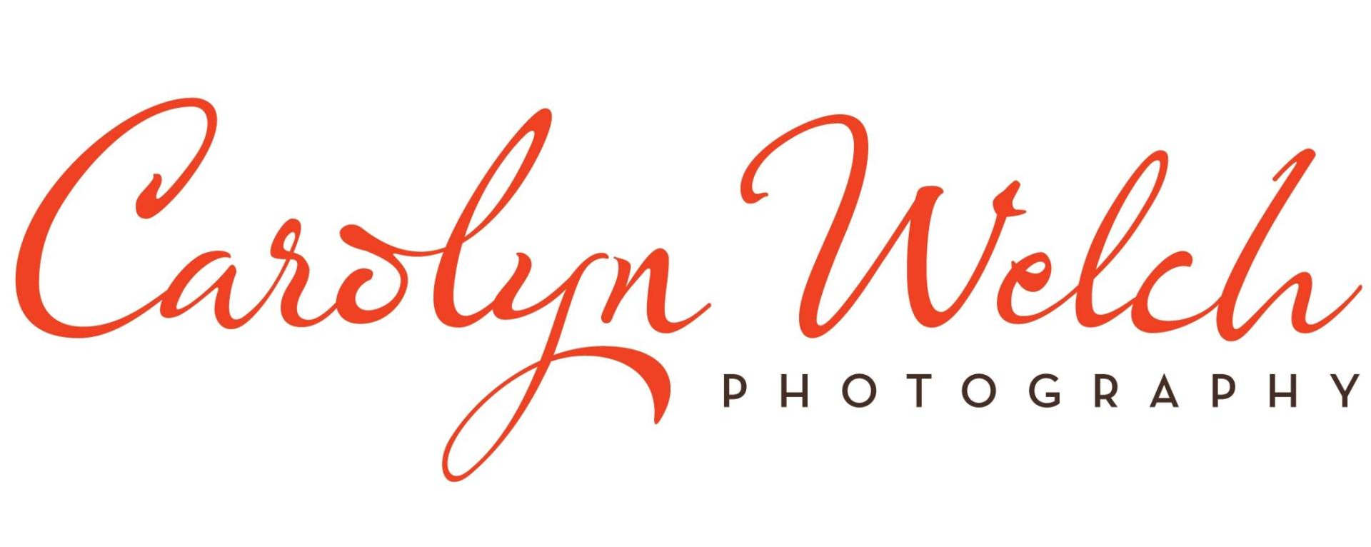 The logo for carolyn welch photography is red on a white background.