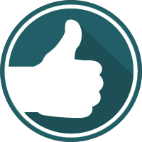 Thumbs Up A white thumbs-up icon inside a teal circle.