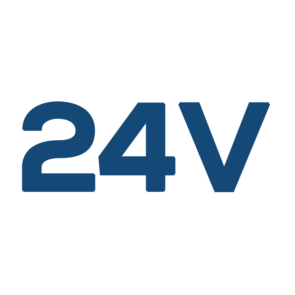 A blue 24v logo on a white background