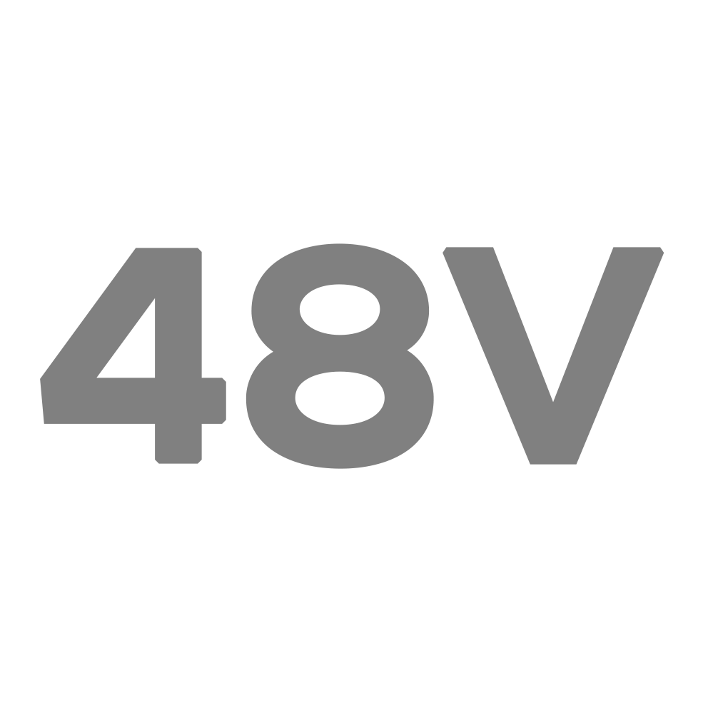 The word 48v is on a white background.