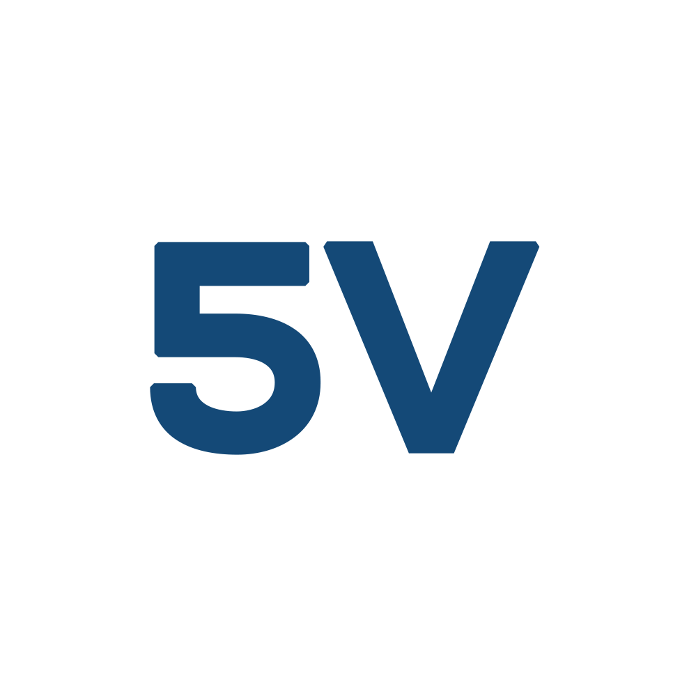 A blue 5v logo on a white background.