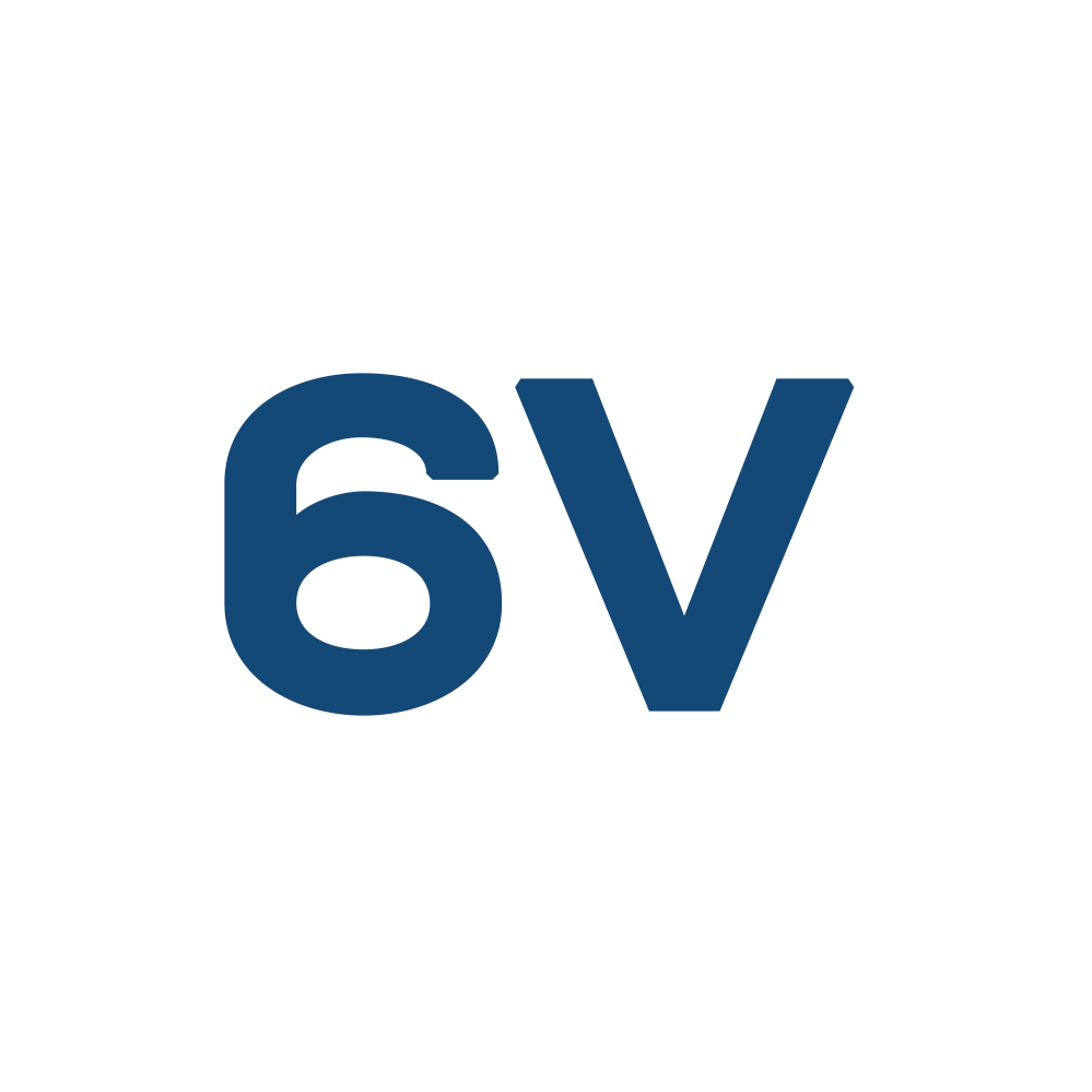 A blue 6v logo on a white background.