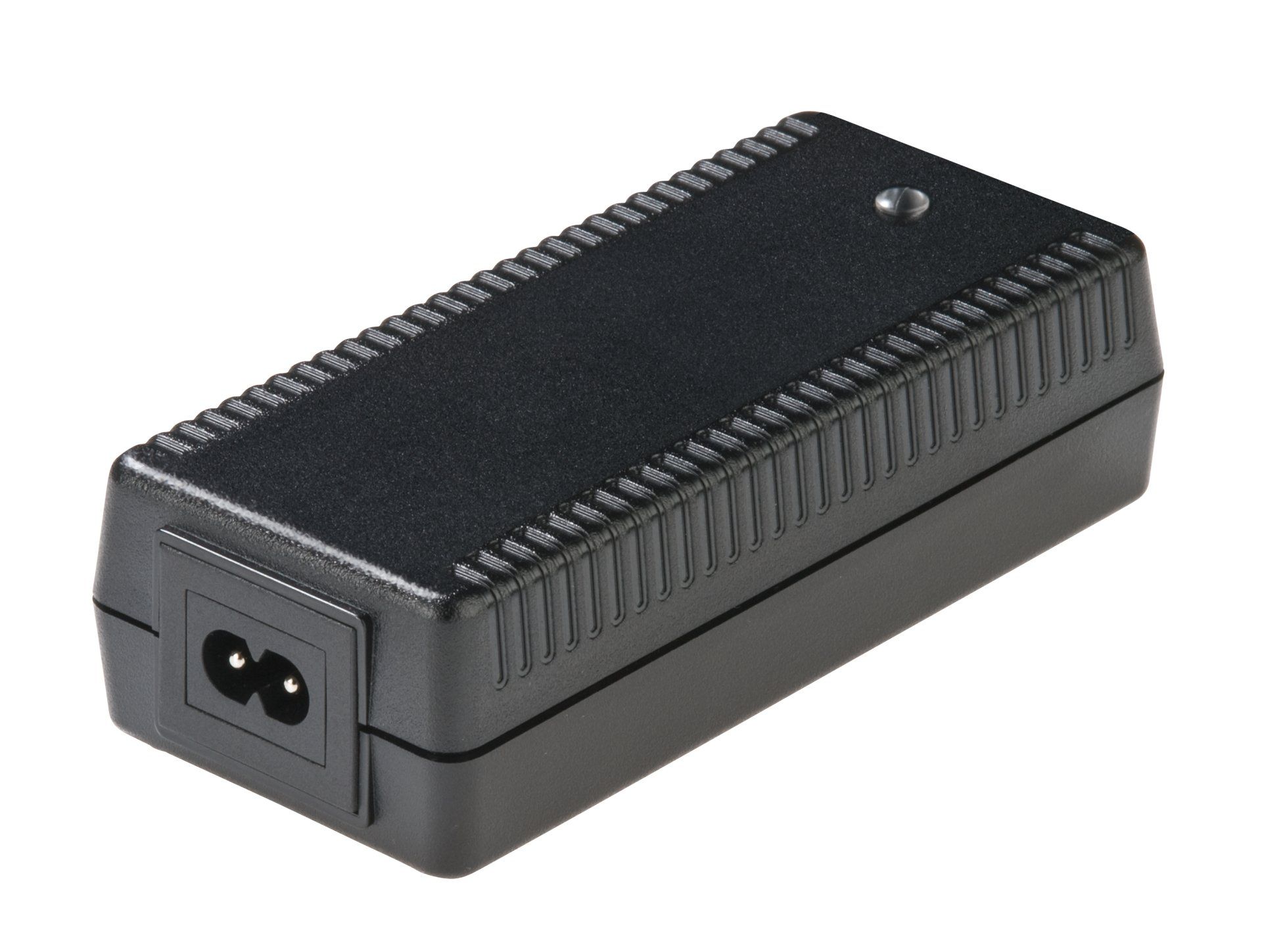 A black desktop power supply with two outlets