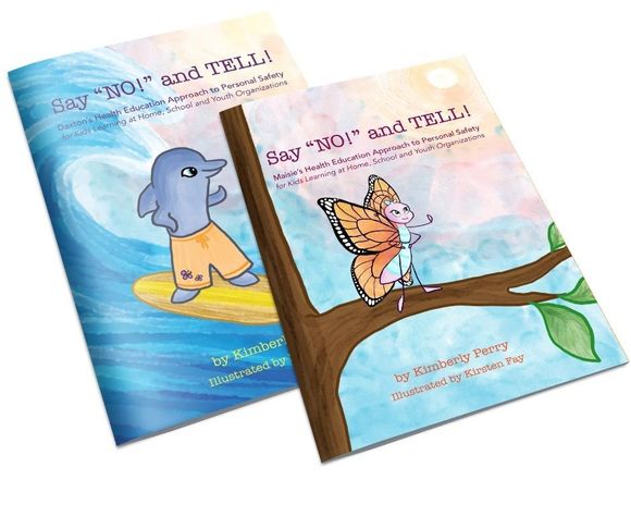 A dolphin and a butterfly are on the cover of two books