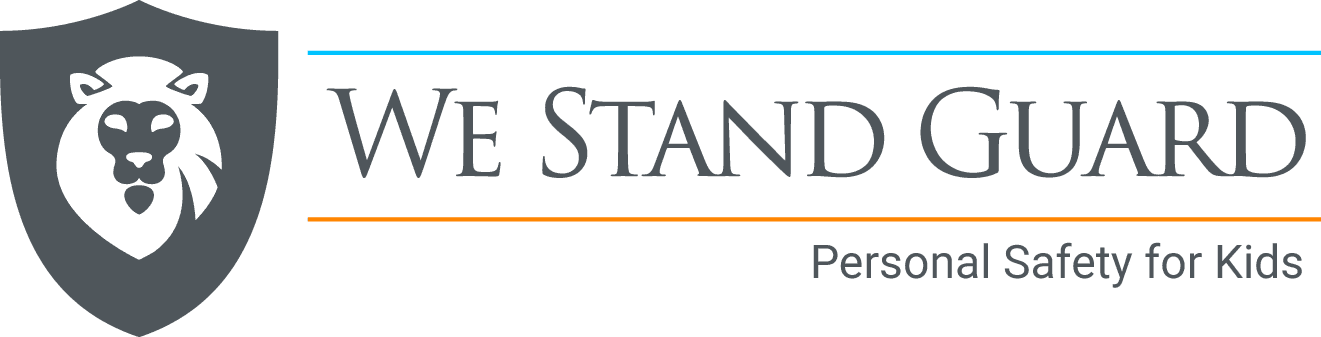 A logo for we stand guard personal safety for kids.