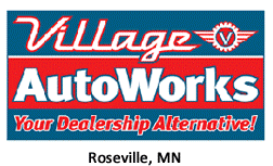 A logo for village autoworks in roseville mn