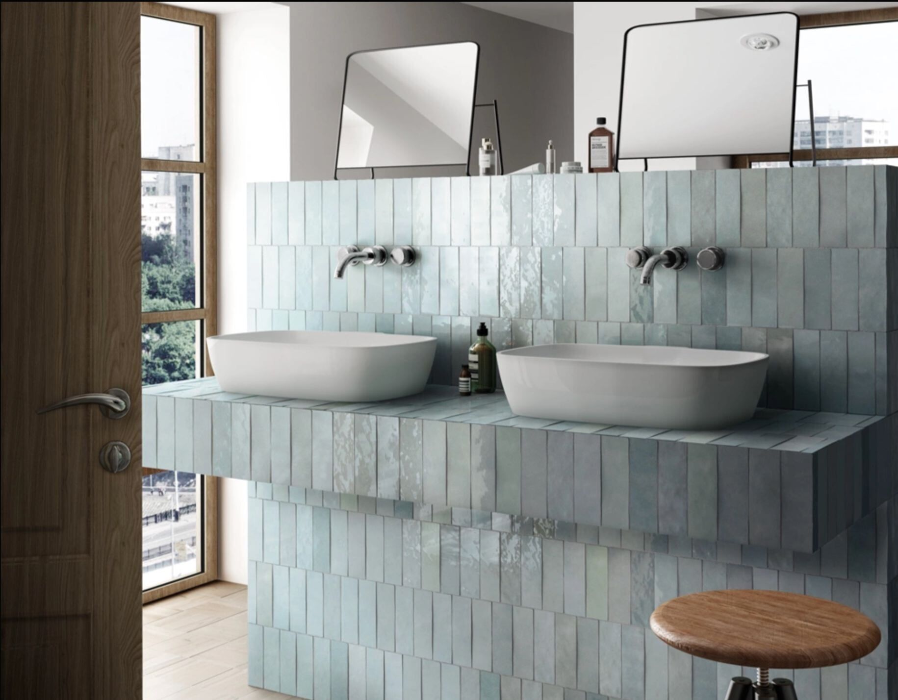 Green Bathroom Cabinetry Tiles — Tile Supplies in Alstonville in Alstonville, NSW Green Bathroom Cabinetry Tiles — Tile Supplies in Alstonville in Alstonville, NSW