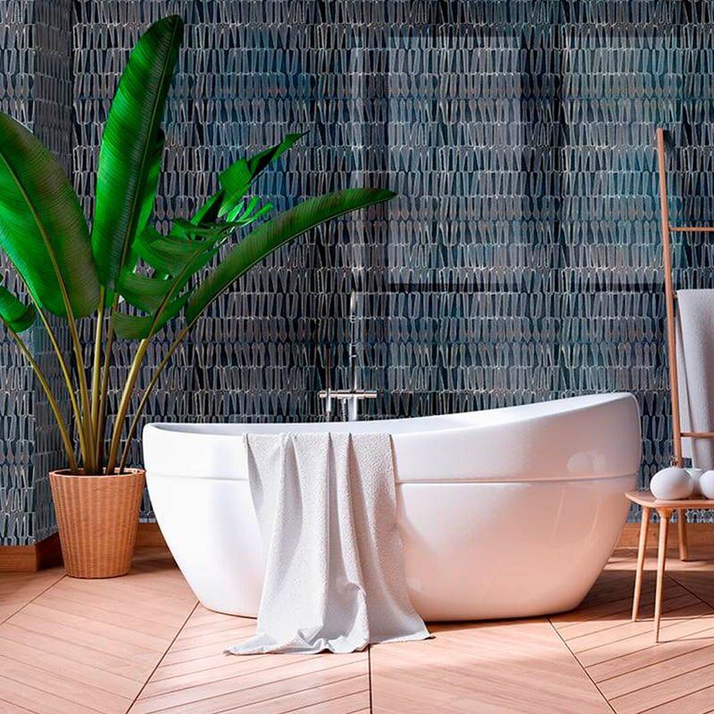 Detailed Tile Feature Wall in Bathroom— Tile Supplies in Alstonville in Alstonville, NSW Detailed Tile Feature Wall in Bathroom — Tile Supplies in Alstonville in Alstonville, NSW