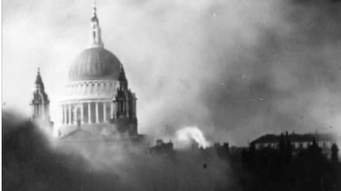 St Paul's during the Blitz. St. Paul's Cathedral during the blitz