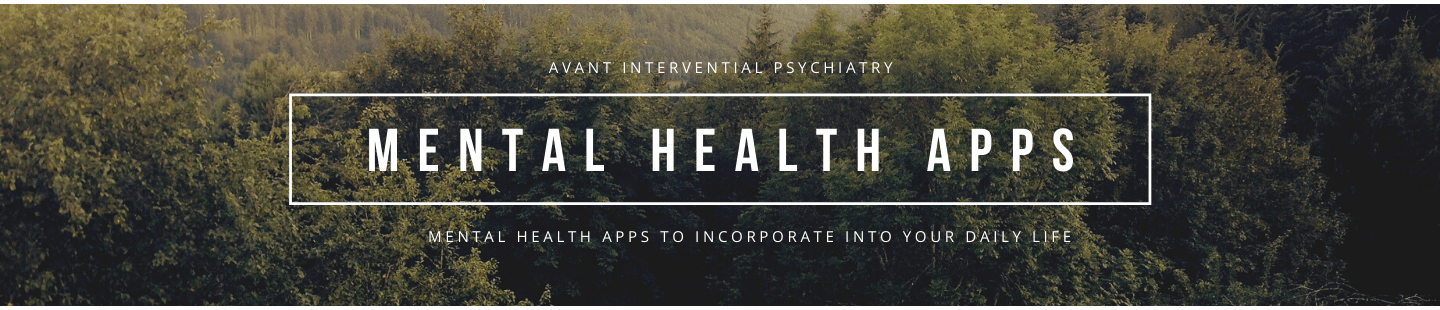 Banner for mental health apps, set against a forest background.