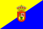 Eine gelb-blaue Flagge mit einem Wappen darauf.
