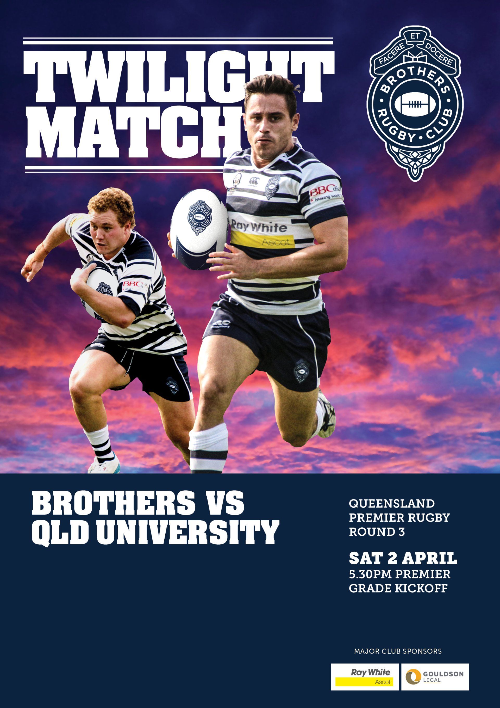 Branding elements on a Brothers rugby Club social media post by Willmore Design
