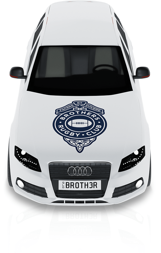 Brothers Rugby Club livery: branding elements on a vehicle