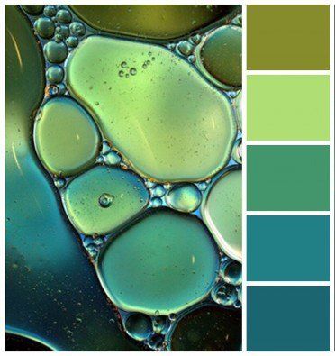 bolle d'acqua varie sfumature sul verde