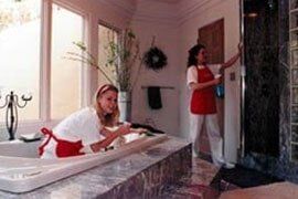House Cleaning Services — Women Cleaning The Bathroom — Goleta, CA House Cleaning Services — Women Cleaning The Bathroom — Goleta, CA