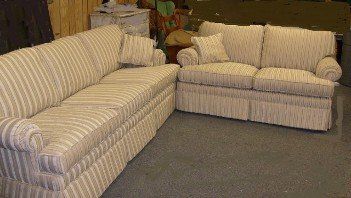 White Striped Couches