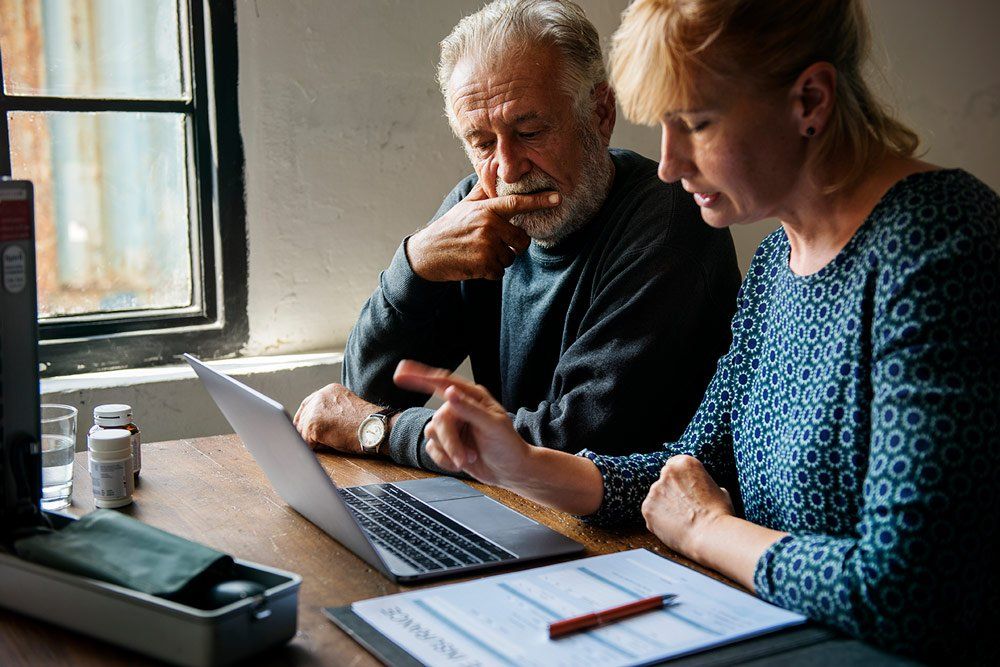 mature couple discussing finances