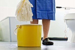 cleaning a bathroom