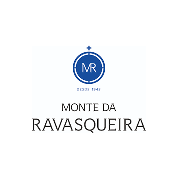 Das Logo von Monte da Ravasqueira besteht aus einem blauen Kreis mit einem Kreuz darin.