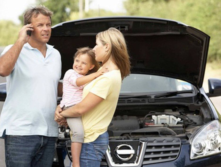 Family stranded on the side of the road