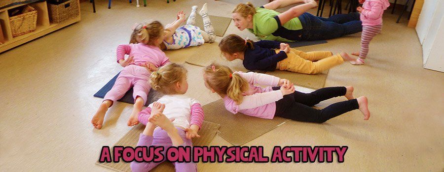 Physical activity session for kids in progress