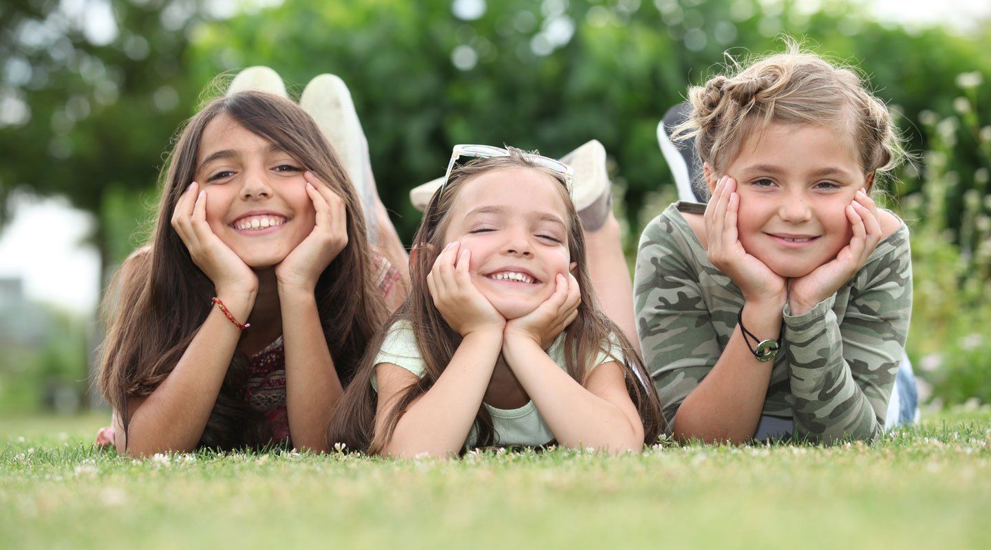 Young girls enjoying in field