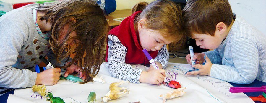 Children playing with colors