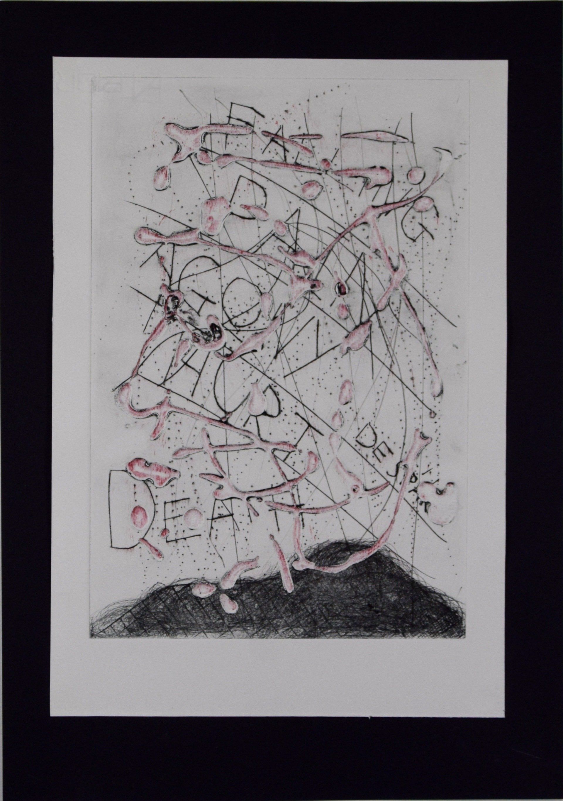Kitty S Dale. Angst 2. Original Collagraph print of emotions.