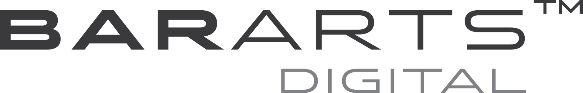 Bararts Digital logo in black and gray text on a white background