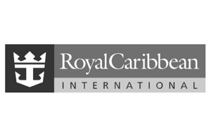 Royal Caribbean International logo in white on a dark gray banner