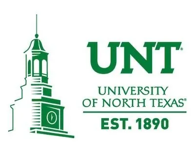 UNT University of North Texas green logo with tower icon and “Est. 1890” text