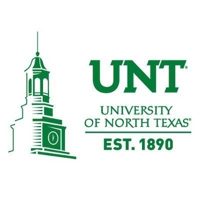UNT University of North Texas green logo with tower icon and “EST. 1890” text