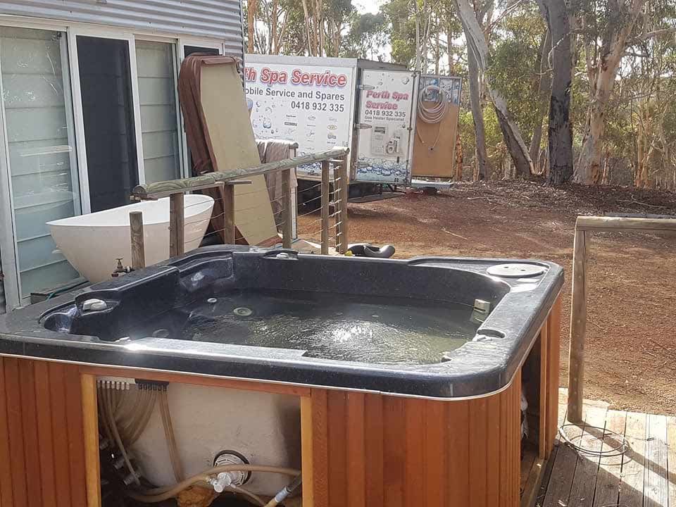 repairing outdoor spa tub