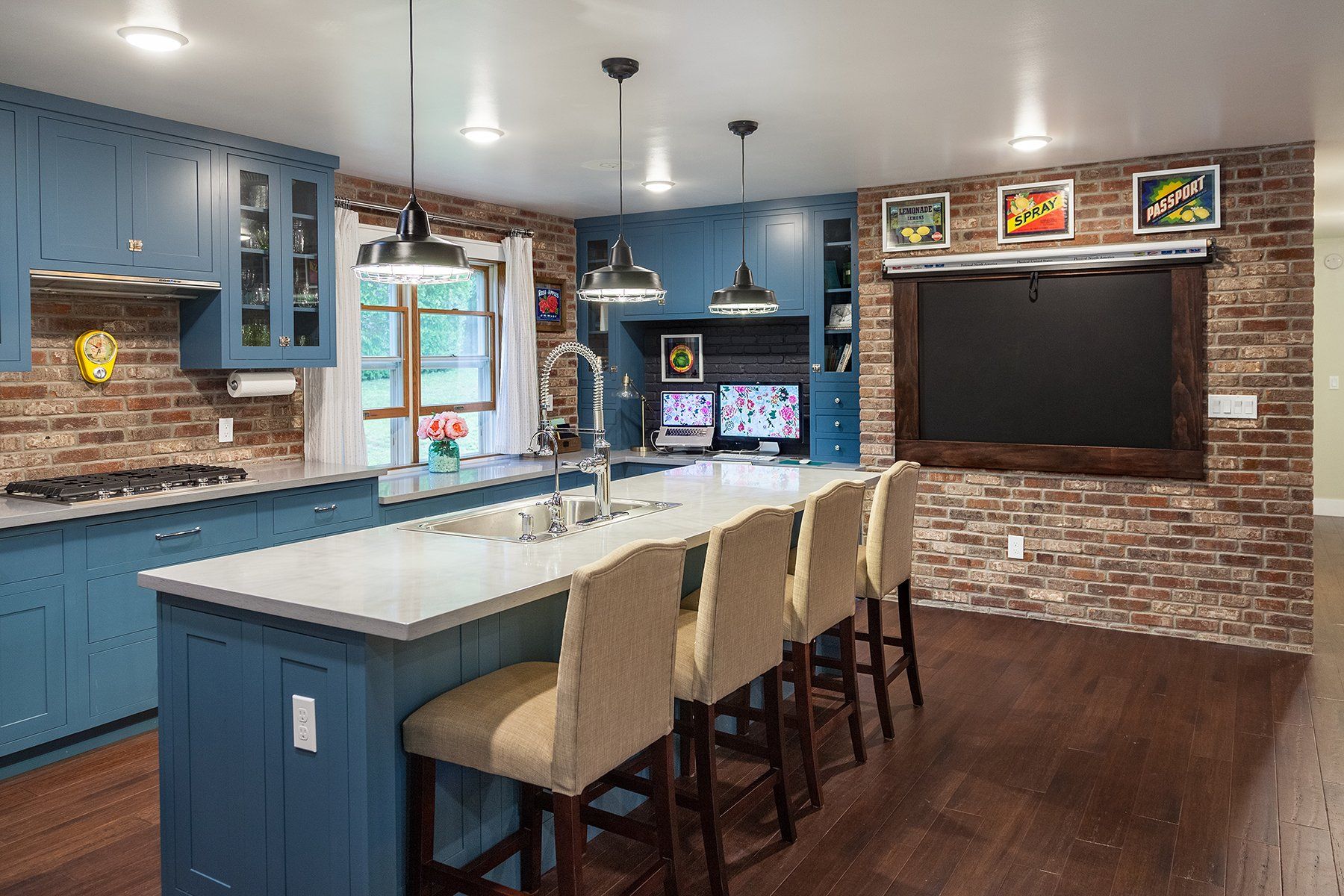 Kitchen — Blue Colored Cabinetry other Angle in Traverse City, MI