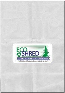 A piece of paper that says eco shred on it
