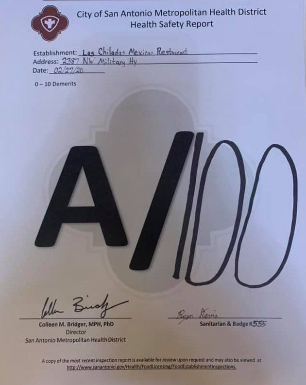 Health Inspection report