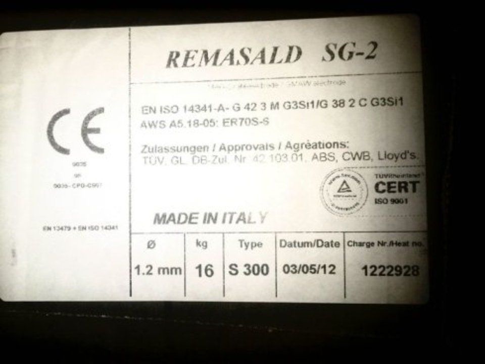 label for welding materials in Monza and Brianza