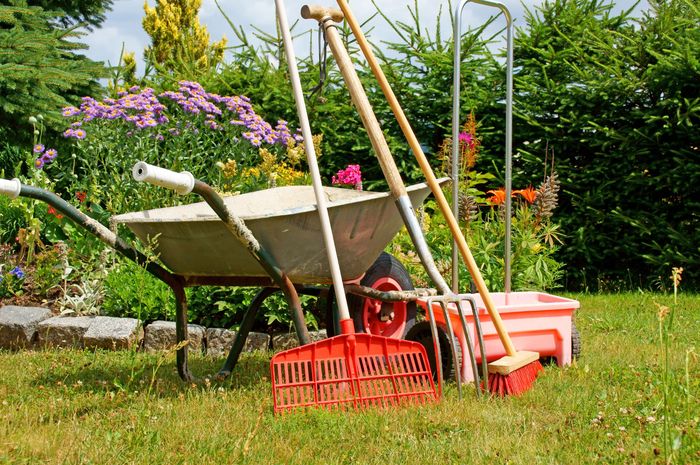 attrezzi da lavoro per manutenzione giardino