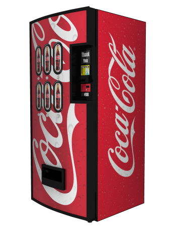 Coca-Cola Stack Machine, a type of vending machine drink storage on a machine that serves coke products