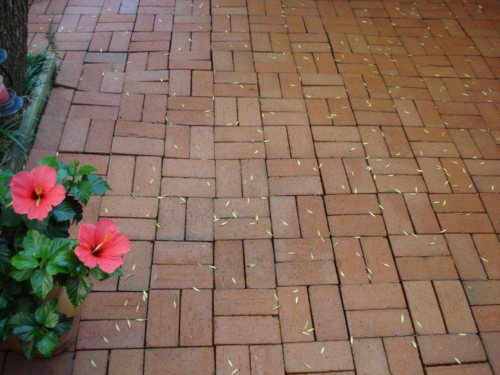 Pressure washing brick after