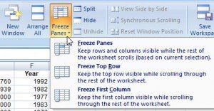 Excel Freeze Panes